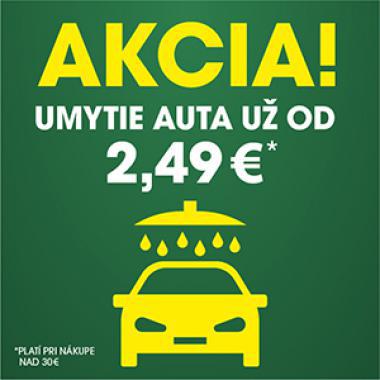 Akcia na umytie auta od 2,49 eur